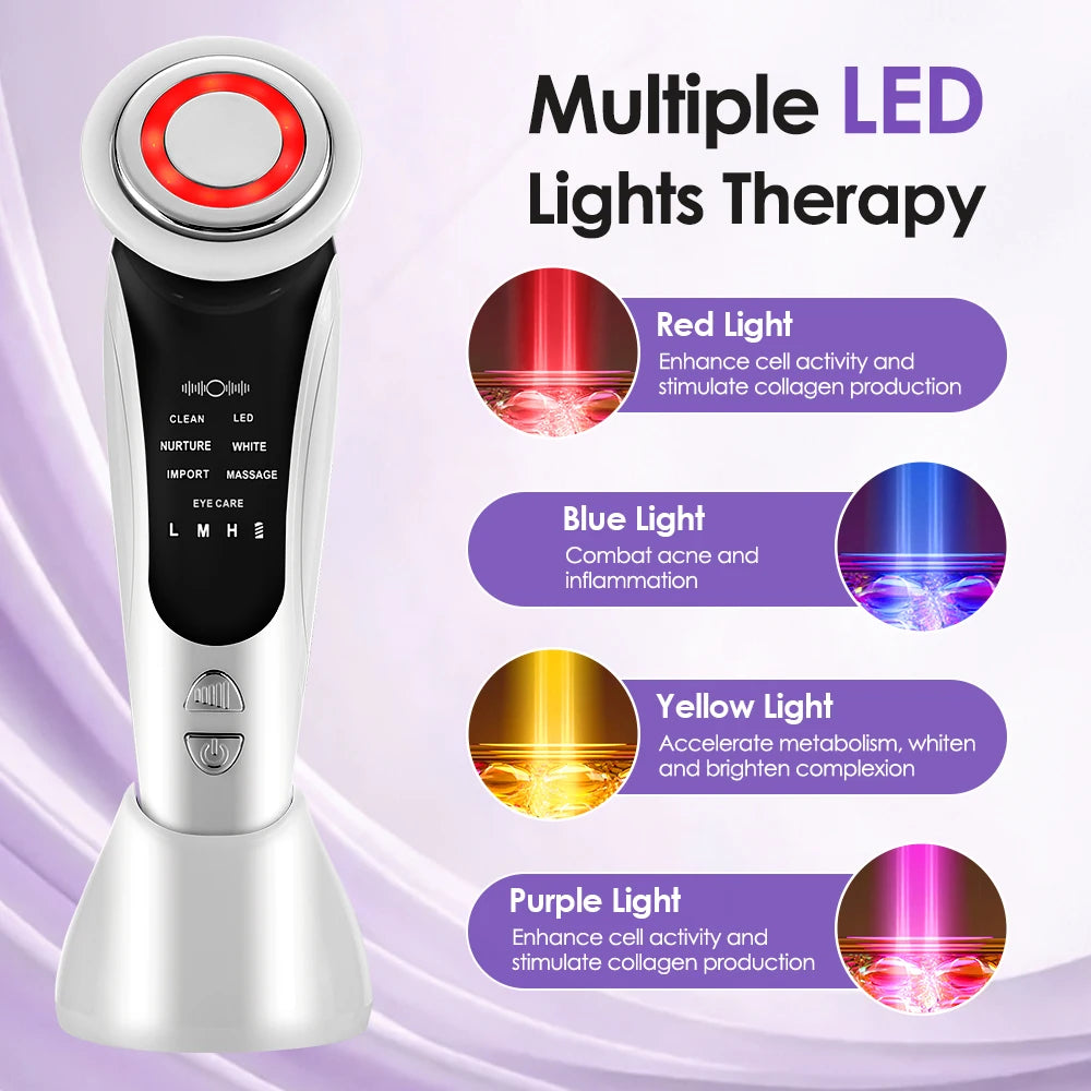 EMS Gesichtsmassagegerät LED Lichttherapie Sonic Ion Vibration Hautstraffung Facelifting Anti Falten Schönheitsgerät Hautpflegewerkzeug