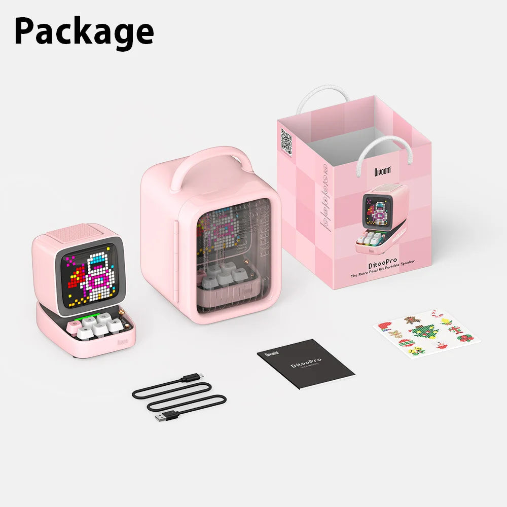 Divoom Ditoo-Pro tragbare Bluetooth-Lautsprecher Retro Pixel Kunst Wecker