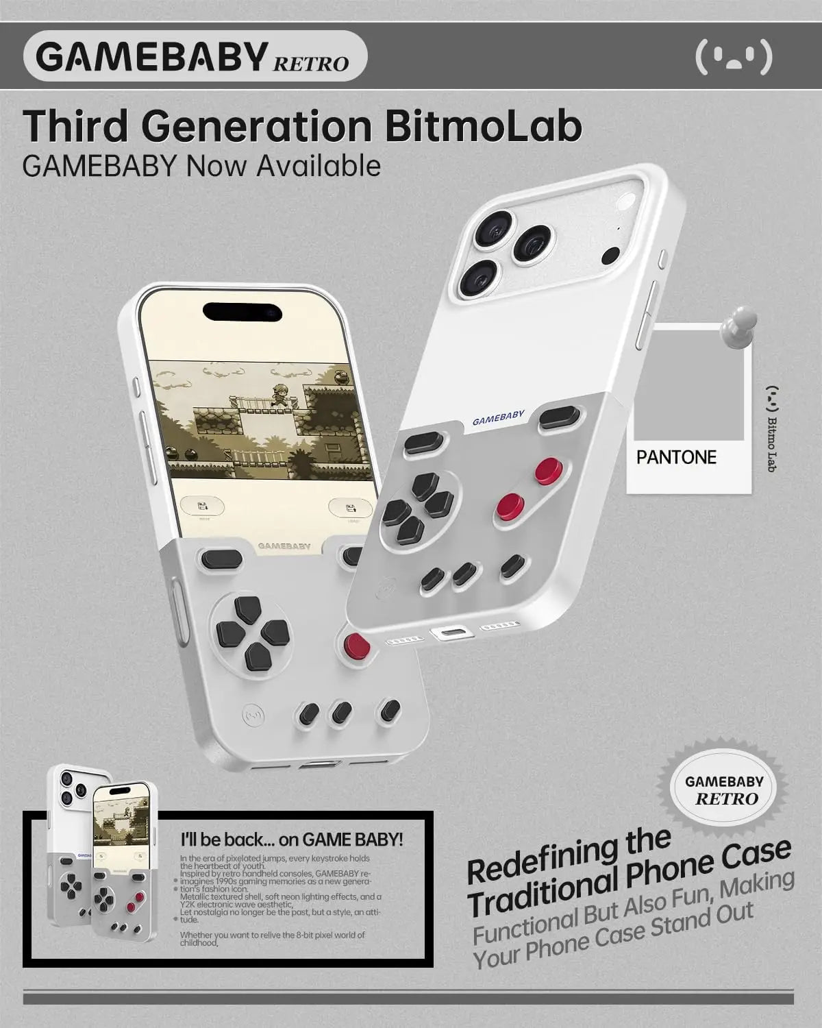 BITMOLAB GAMEBABY – iPhone-Hülle mit Retro-Gaming-Controller | iPhone 17, 17 Pro, 17 Pro Max