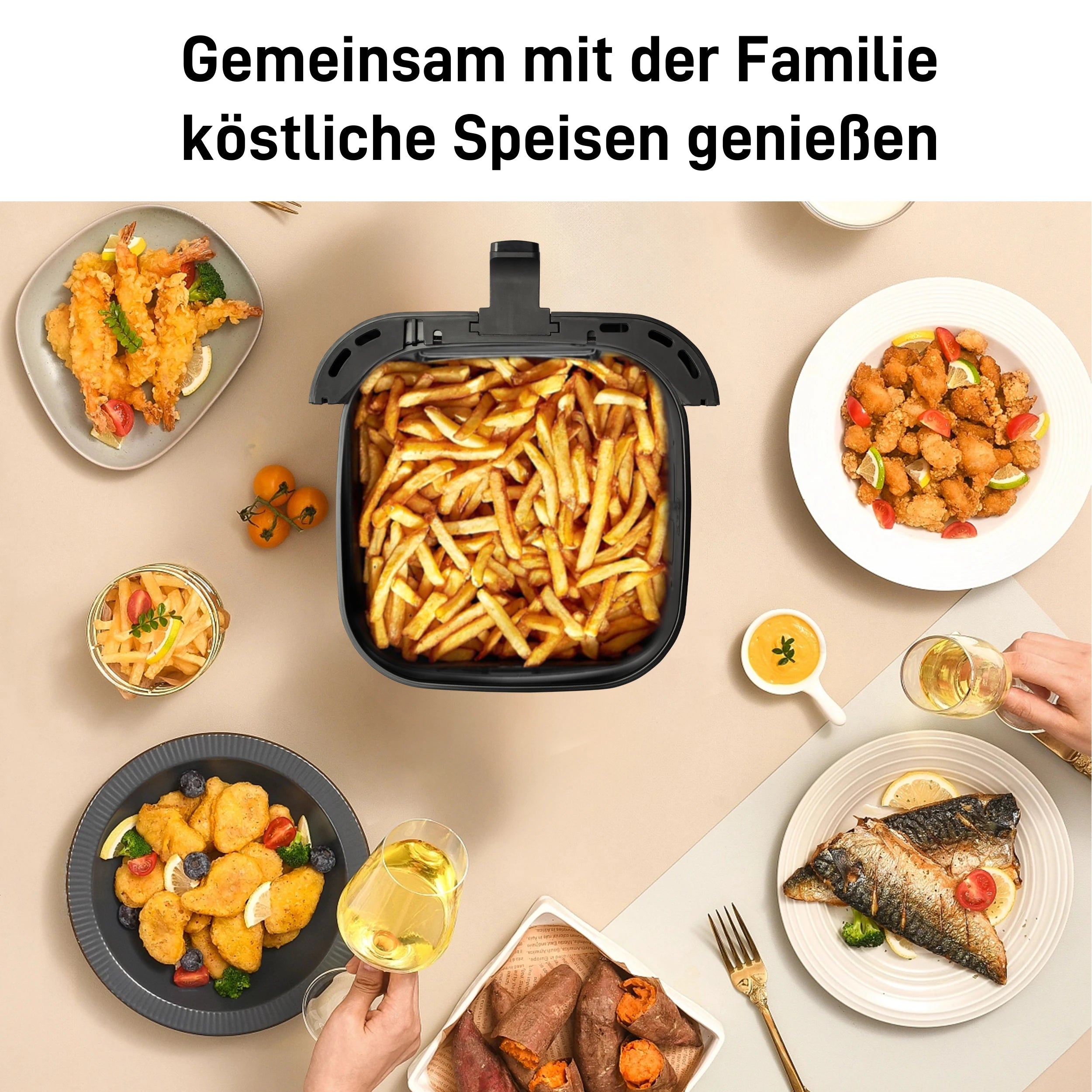 8-Liter-Heißluftfritteuse mit Sichtfenster und Backofen