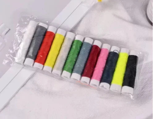 Edieu Mini-Nähmaschine tragbar – Handgerät, Metall, für Stoff & Leder, mit Fadenset