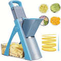 Gemüse-Hobel & Zerkleinerer 4-in-1 – Einstellbar 0,1–8mm, Julienne, Würfeln, Edelstahl, Blau