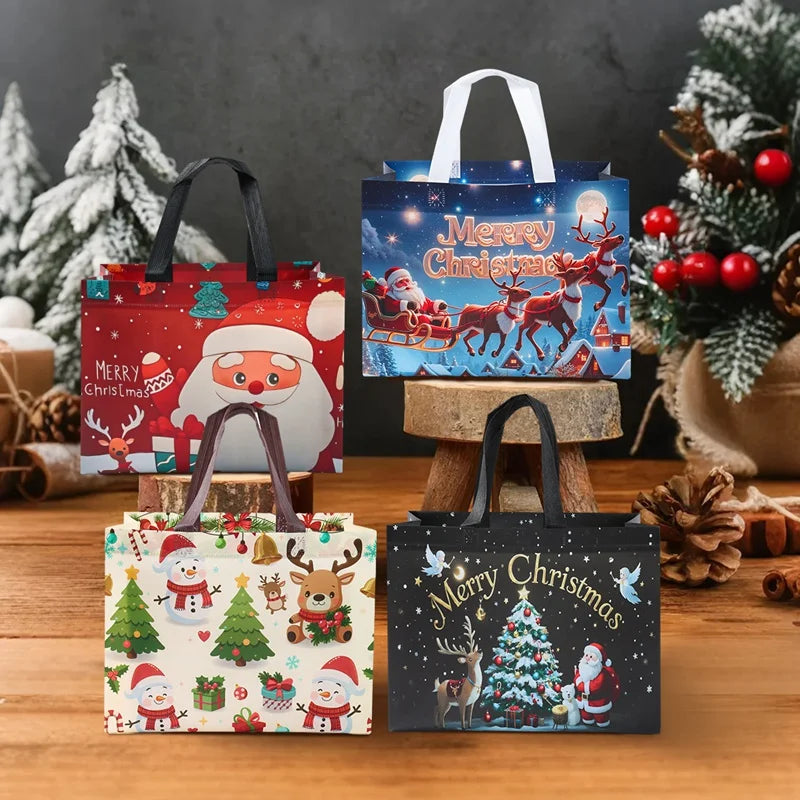 4 stücke Weihnachten Geschenk Taschen Weihnachten Party Dekoration Kinder Gefälligkeiten 2025 Weihnachten Santa Claus Handtaschen Navidad Natal Neue Jahr geschenk 2026