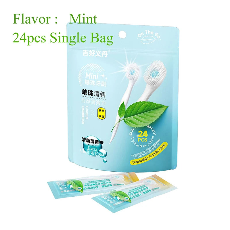 Mini-Zahnbürste mit Mund, Lufterfrischer, Perlen, Zahnstocher und Zungenschaber, 4-in-1, zum Entfernen von Mundgeruch, tragbares Mundpflege-Werkzeug, 1/20/24 Stück