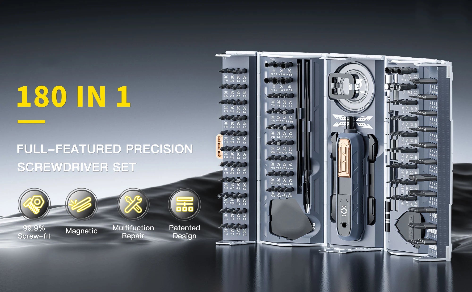 180-in-1-Präzisions-Schraubendreher-Set, magnetische Bohrer, professionelle Handreparaturwerkzeuge für iPhone, Uhren, Brillen mit Aufbewahrungsbox