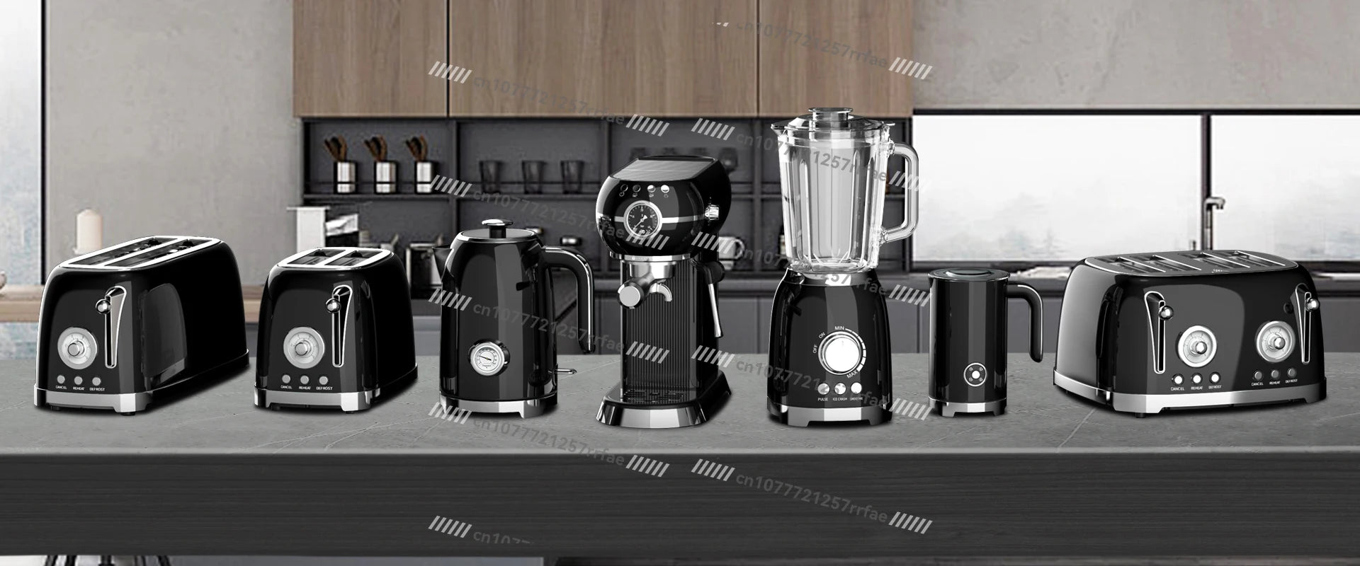 Kaffeemaschine Haushaltsgeräte Set Retro Toaster Edelstahl Elektrische Kaffeemaschine und Toaster Set