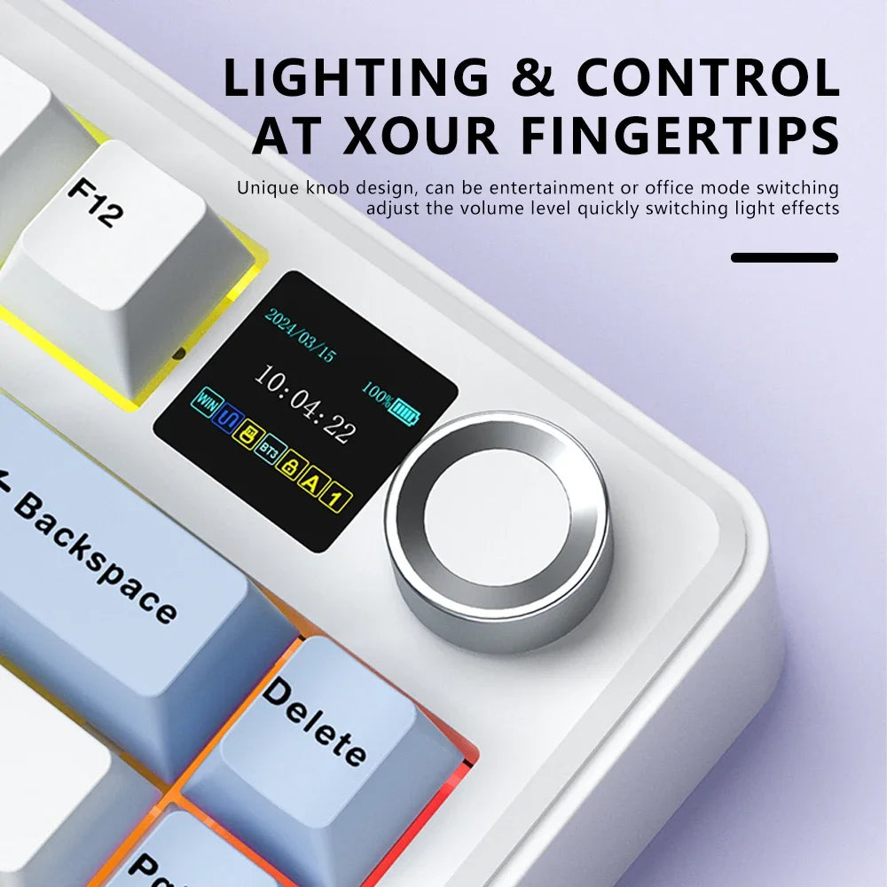 AULA F75 MAX mechanische Gaming-Tastatur, 75 % verkabelt/Bluetooth/2,4 G, Hot-Swap-RGB-E-Sport-Tastatur mit TFT-Bildschirm für PC/Mac ﻿