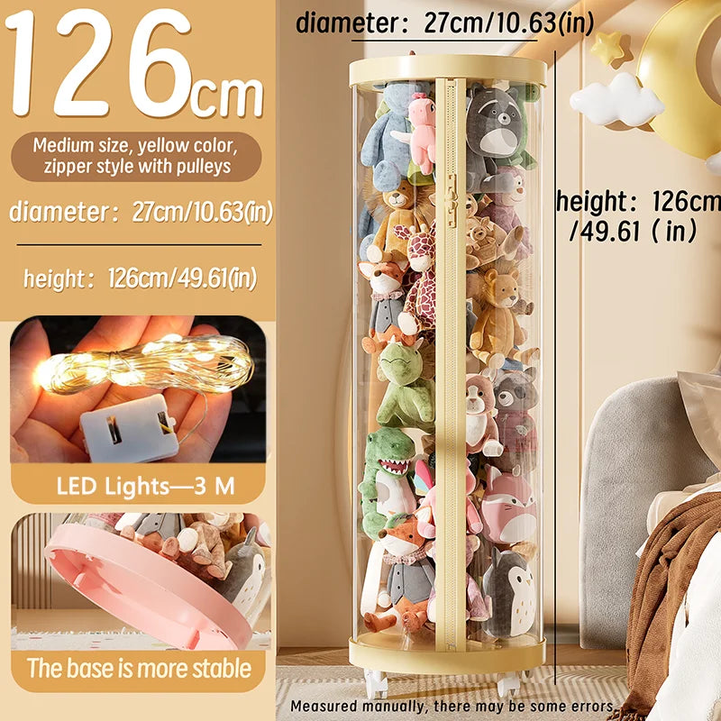 Transparente Puppe Lagerung Box Plüsch Spielzeug Organisation Spielzeug Lagerung Rohr DIY Zipper Bins Kind Weihnachten Geschenk kinder Spielzeug Organizer