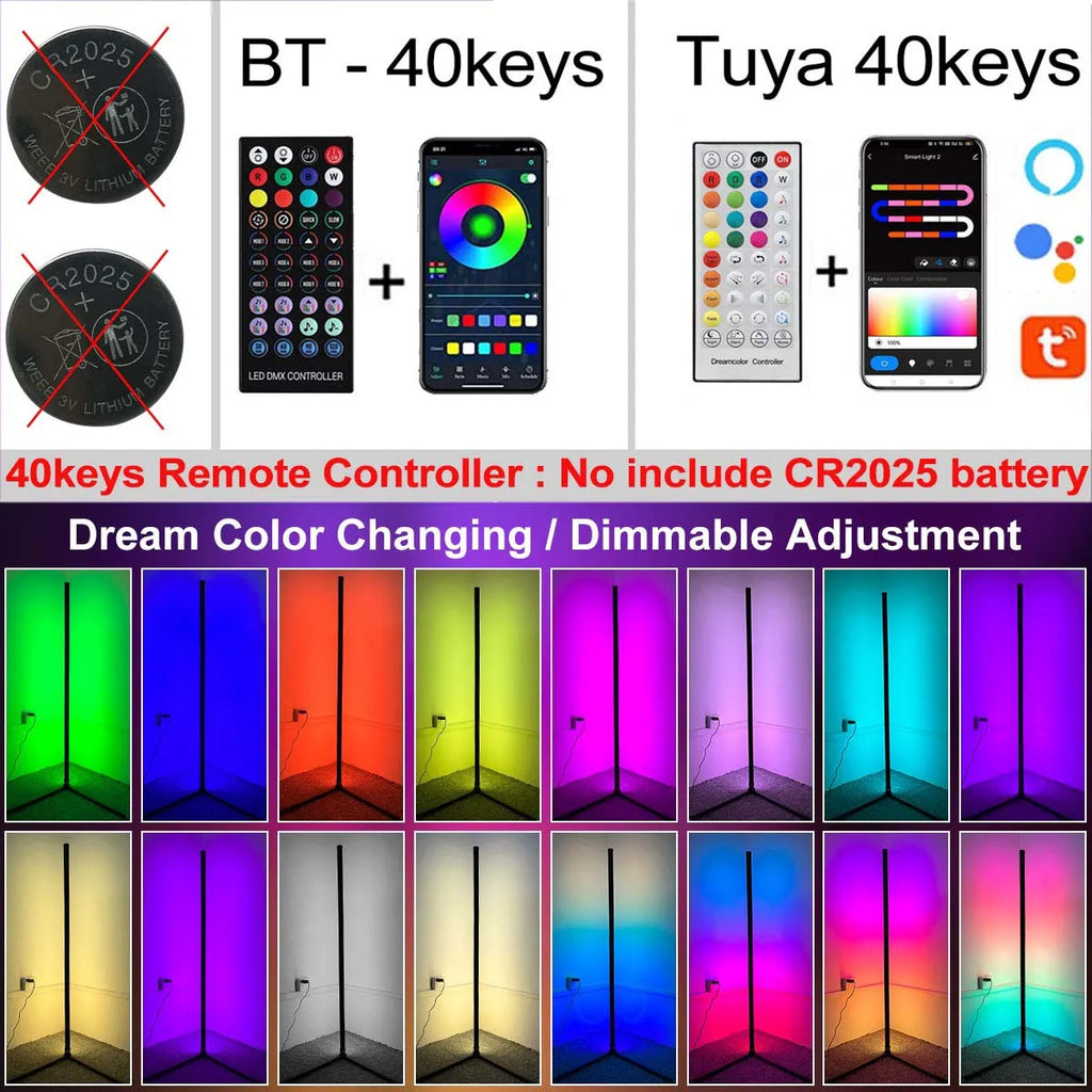 160CM Smart Bluetooth Tuya Ecke Stehlampe Schlafzimmer Nachtlicht Dimmbare RGB Stimmung Beleuchtung Musik Sync Stand Lampe für wohnkultur