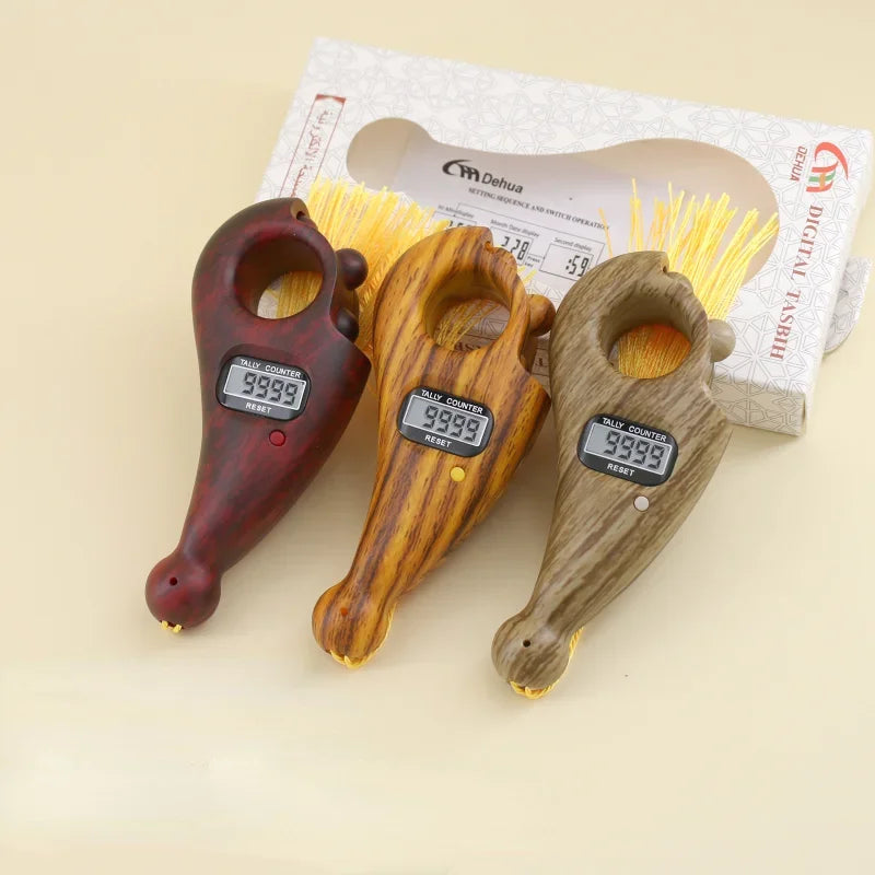 Holz-Fingerzähler Tasbih – 0–9999, Stummschaltung, Automatische Abschaltung | Mahagoni, Rosenholz & Nanmu | SHENGMEIYU