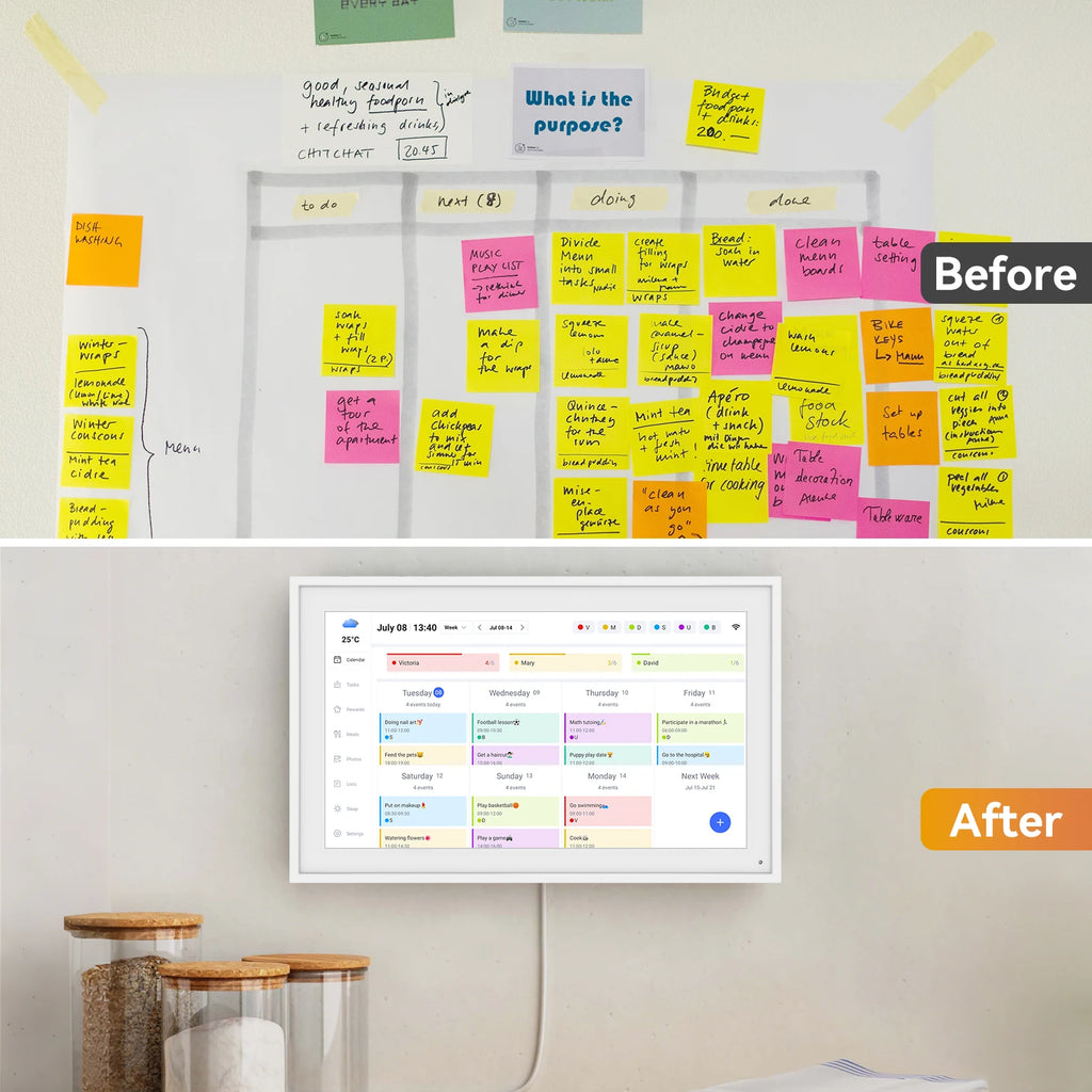 TABWEE P15 15,6 Zoll digitaler Kalender mit Aufgabenplan, intelligenter elektronischer Wand-Touchscreen-Kalender für interaktive Familienpläne,