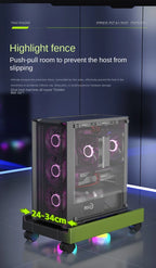 Mobiler PC-Turmständer, verstellbarer Computer-CPU-Halter, Teleskop-Desktop-Ständer, CPU-Wagen mit RGB-Lüfter, Wärmeableitung