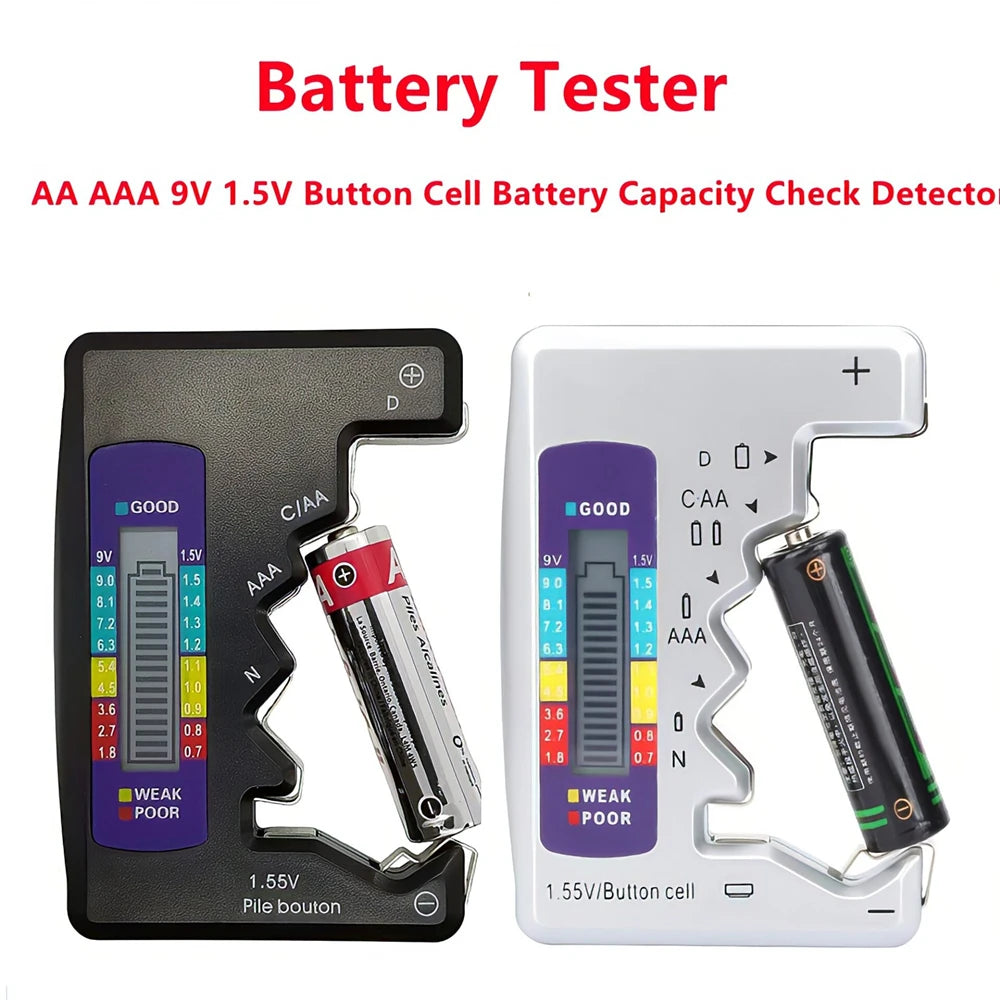 Digitaler Batterietester mit LCD-Display – für AA, AAA, C, D, 9V & Knopfzellen