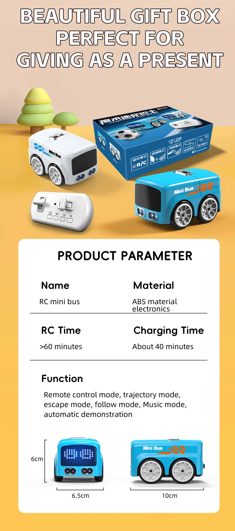 Smart RC Magic Mini Bus, Intelligente Fernbedienung, Geste Sensing Induktion, Folgen Cartoon, Auto Animation, Fahrzeug Spielzeug, Kinder Geschenk