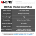 ANENG BT1688 Digitaler Batterietester – LCD, AA/AAA/C/D/9V/Knopfzelle, 3-Farben-Anzeige | CE | Schwarz, Silber & Grau