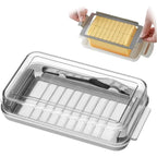 Butter-Aufbewahrungsbox, 2-in-1-Butterschale mit transparentem Deckel und Cutter, Butterschneider, Schneidebox, luftdichte, rechteckige Butteraufbewahrung