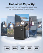 ORICO Tragbare SSD mit 2-in-1-USB-C-Kabel, externen Solid-State-Laufwerke, bis zu 460 MB/s für iPhone 14 13 11 12 X IPad PC