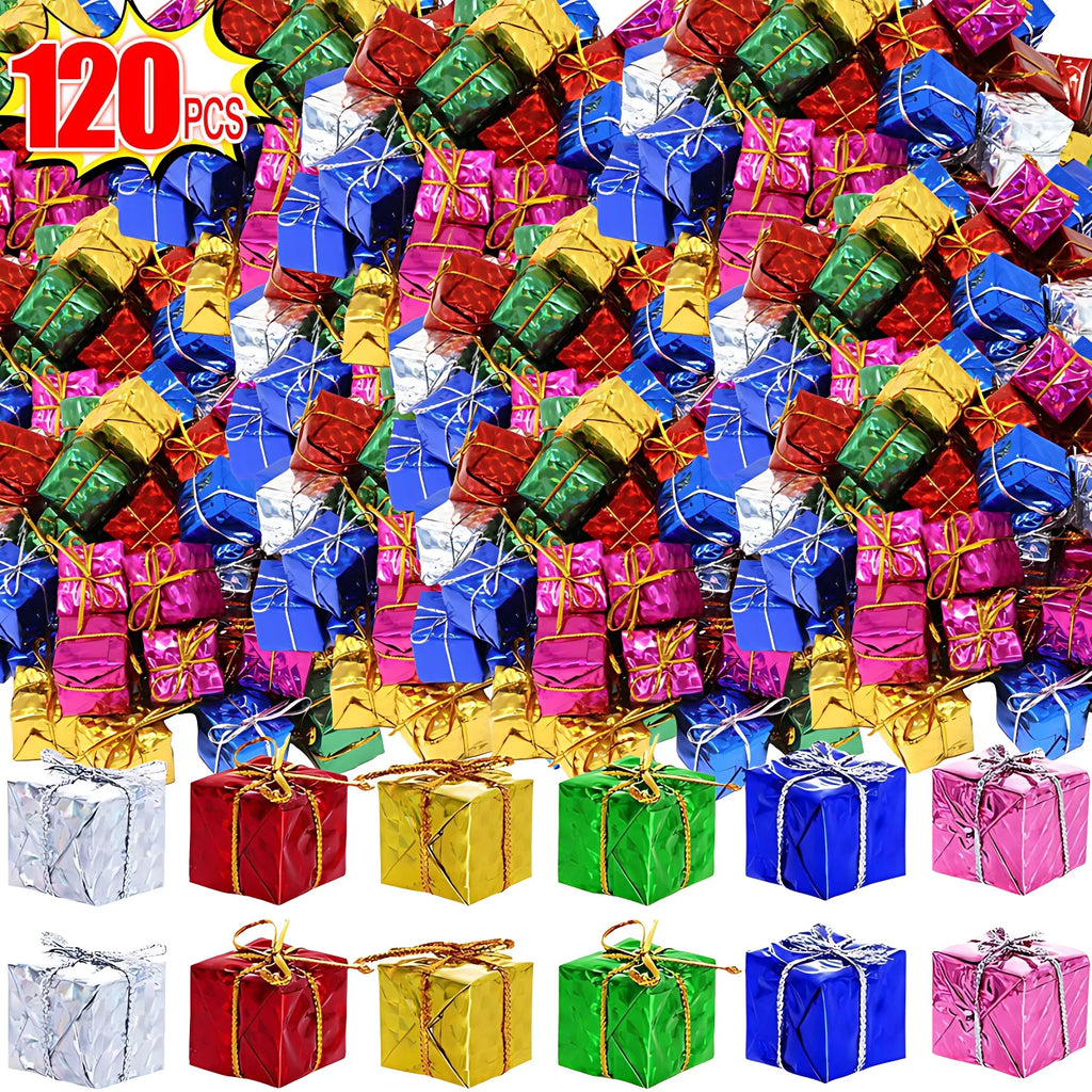 120/12PCS Mini Geschenk Boxen Weihnachten Baum Hängen Anhänger Bunte Quadratische Schaum Box Ornamente Weihnachten Neue Jahr Party decor Großhandel