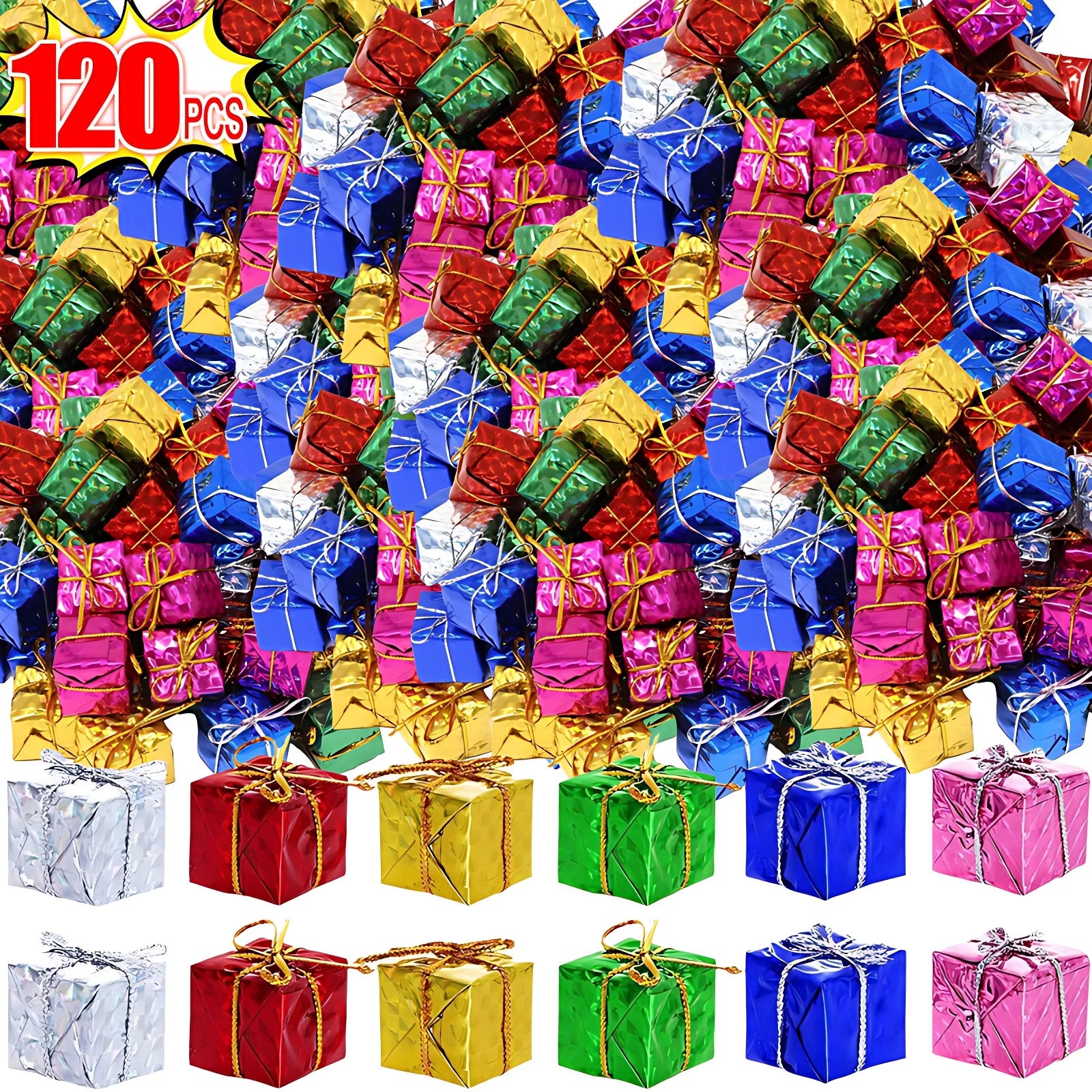 120/12PCS Mini Geschenk Boxen Weihnachten Baum Hängen Anhänger Bunte Quadratische Schaum Box Ornamente Weihnachten Neue Jahr Party decor Großhandel