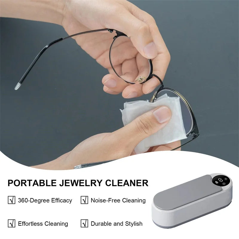 Nettoyeur à ultrasons portable Clean Pod 450 ml, appareil de nettoyage pour bijoux, bagues, lunettes, pinceaux de maquillage
