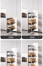 Seitlicher Zugkorb mit hohem Schrank, Kühlschrank-Fugenregal, extrem schmaler Snack-Schrank, Schublade, tiefe Küche, schmale Schränke