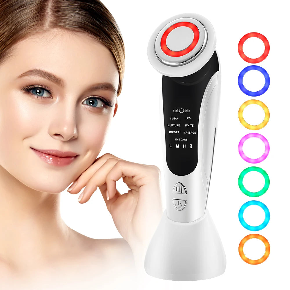 EMS Gesichtsmassagegerät LED Lichttherapie Sonic Ion Vibration Hautstraffung Facelifting Anti Falten Schönheitsgerät Hautpflegewerkzeug