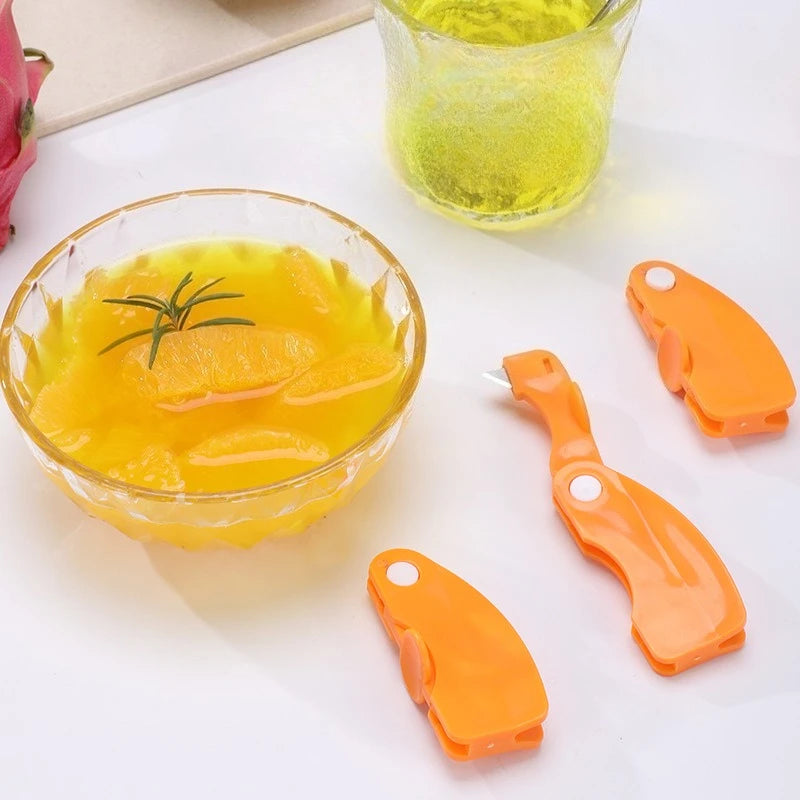 PDQ Orangenschäler & Zitrusöffner – Faltbar, 12×3cm, PP-Kunststoff | Für Orangen, Zitronen & Zitrusfrüchte | Orange