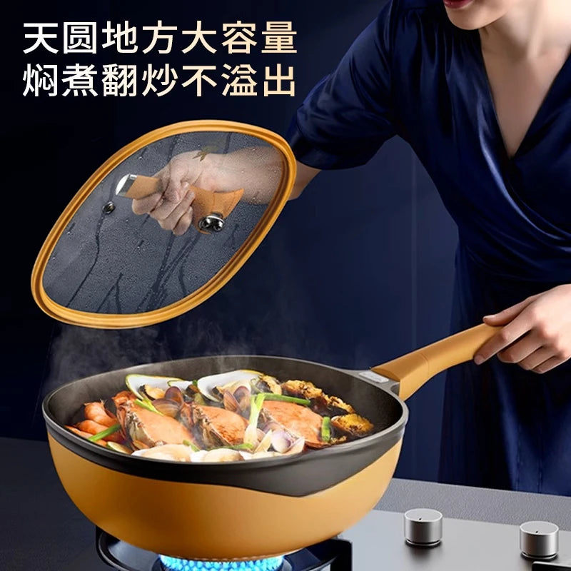 Antihaft-Pfanne aus Titan für extreme Felsguss, komplettes Set der Serie Wok, Suppentopf, Milchtopf, Frühstückstopf