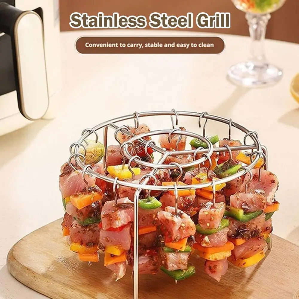 Edelstahl-Spießhalter für Air Fryer & BBQ – Vertikales Kebab-Rack, 13 oder 25 Spieße
