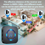 Daytech SANJIE Kabelloser Türsensor-Alarm – 55 Töne, 110 dB, 433 MHz, Selbstklebend, Schwarz