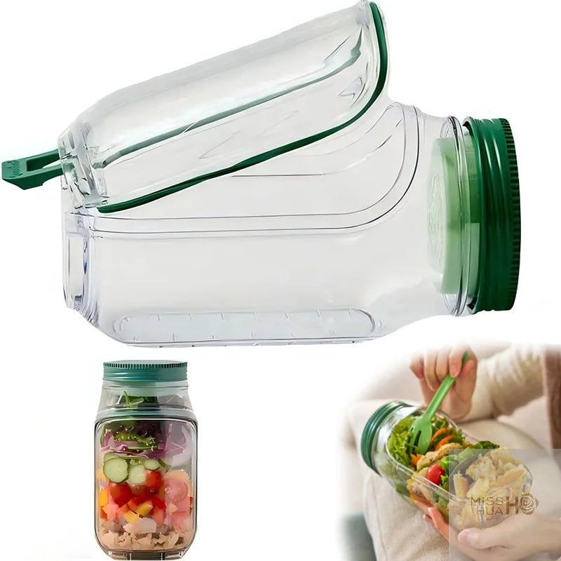 Praktisches Salat-Einmachglas mit Verbandbehälter, seitlichem Zugang, sicher in Mikrowellen, Gefrierschränken und Spülmaschinen zu verwenden