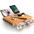 2025 erweiterbares Bambus-Schneidebrett-Set mit Tabletts und Box für die Küche, Saft-Trog, Schneidebrett-Werkzeuge, die gehackte Lebensmittel aufbewahren