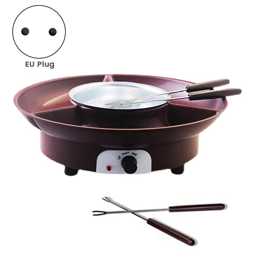 ABFKL Fondue-Topf-Set, elektrischer Schokoladen-Fondue-Hersteller mit 4 Gabeln, Käseschmelz-Fondue-Maschinen-Set, Temperaturregelung. EU-Stecker