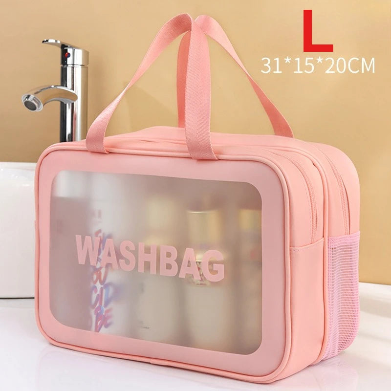 Transparente Kulturtasche mit Nass-Trocken-Trennung, M/L