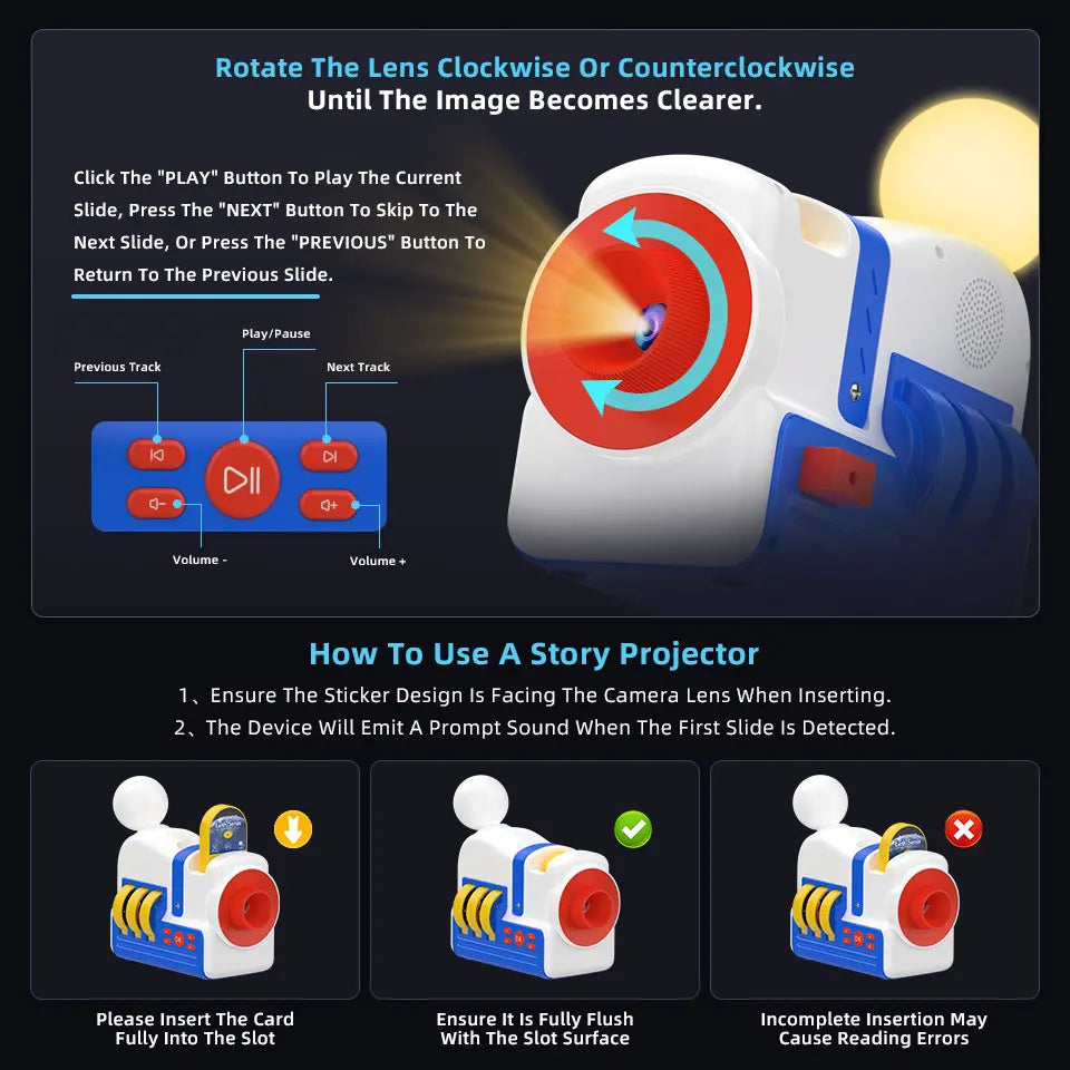 Story-Projektionsmaschine, Nachtlicht, integrierte 4 Audio-Story-Karten, Geschenk für Kleinkinder und Kinder, Mädchen, Jungen ab 3 Jahren