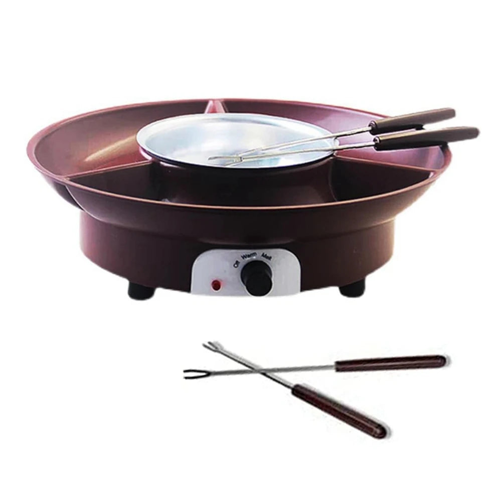 ABFKL Fondue-Topf-Set, elektrischer Schokoladen-Fondue-Hersteller mit 4 Gabeln, Käseschmelz-Fondue-Maschinen-Set, Temperaturregelung. EU-Stecker