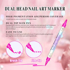Nail-Art-Graffiti-Stift-Set Doppelkopf – Acryl, Schnelltrocknend, Metallic-Farben | 12 & 24 Farben | Pointillismus & Nageldesign
