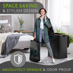 160 l extra großer Wäschekorb mit Deckel, 3 Gitter, Innentaschen, Wäschekorb, Griffe, Klassifizierungsetiketten, faltbarer Wäschekorb