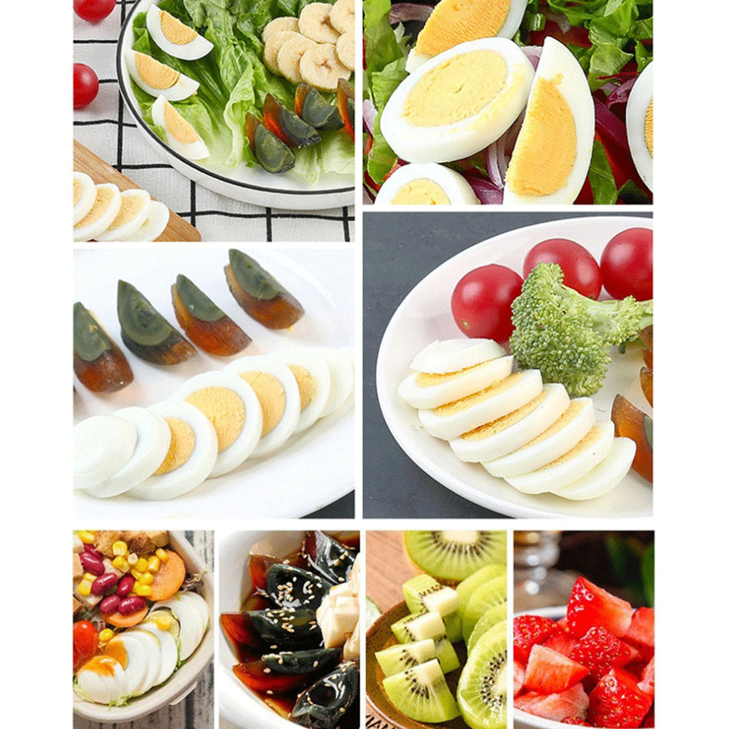 Eierschneider, 3-Wege-Schneider für gekochte Eier, Edelstahldraht, Multifunktions-Küchenmaschine, Küchenzerkleinerer, Werkzeug mit Behälter