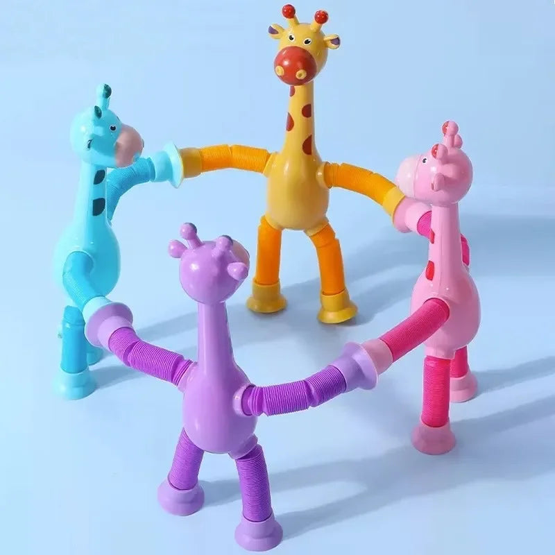 Kinder Saugnapf Spielzeug Pop Tubes Stress Relief Teleskop Giraffe Hand Spielzeug Sensorischen Faltenbalg Spielzeug Anti-stress Squeeze Spielzeug geschenk