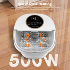 Fußblasenbad mit Massage-Heizfunktion, faltbares Fußmassagegerät, Fußreflexzonenmassage, Timer, mit 16 Shiatsu-Rollen