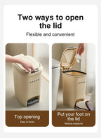 Neue Mülleimer mit großem Fassungsvermögen für Haushaltsküchen, handbetriebene oder fußbetriebene Deckel für Wohnzimmer und Badezimmer