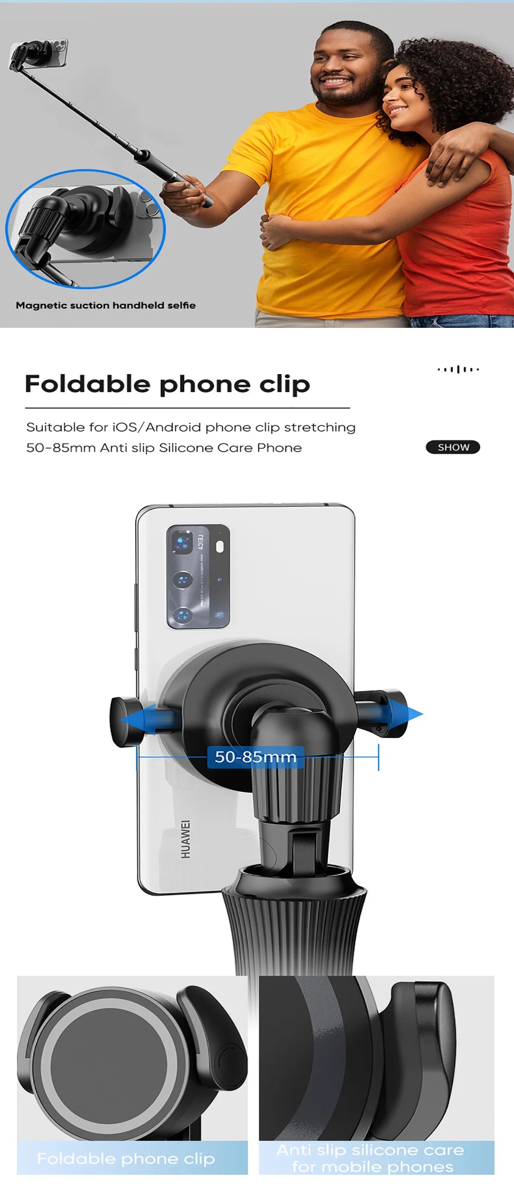 VRIG Magnetisches Selfie Stick Stativ – 1,5m, MagSafe, Bluetooth-Fernbedienung | iPhone & Android