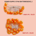 Halloween 3D-Kürbis-Lichterkette – Warmweiße LED-Deko | 1,5m / 3m