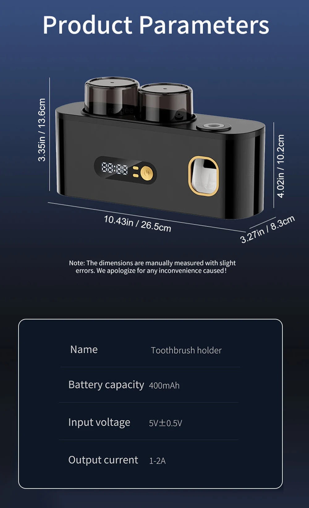 Tragbarer Zahnbürsten-Sterilisator, kabellose Zahnbürste, UV-Sterilisation, wiederaufladbarer, an der Wand montierter elektrischer Zahnbürsten-Trocknerhalter
