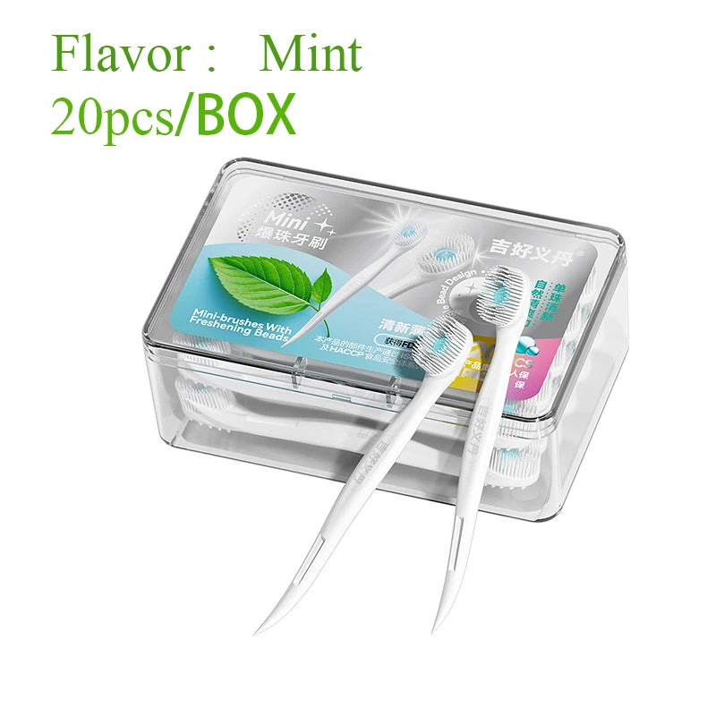 Mini-Zahnbürste mit Mund, Lufterfrischer, Perlen, Zahnstocher und Zungenschaber, 4-in-1, zum Entfernen von Mundgeruch, tragbares Mundpflege-Werkzeug, 1/20/24 Stück