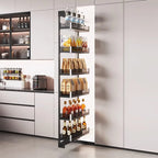 Seitlicher Zugkorb mit hohem Schrank, Kühlschrank-Fugenregal, extrem schmaler Snack-Schrank, Schublade, tiefe Küche, schmale Schränke