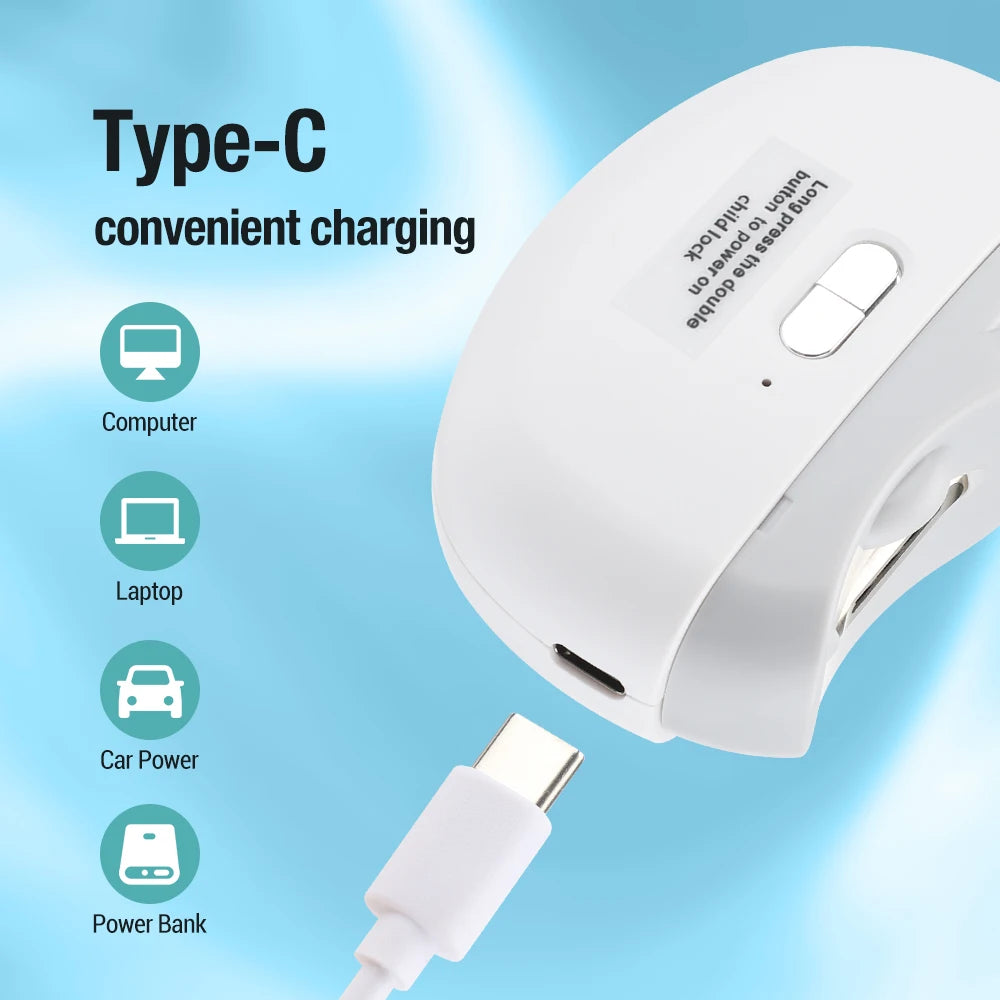 Elektrischer Nagelknipser, automatischer Aniküre-Trimmer mit Licht, für Erwachsene, Baby, Fingernagel, Zehenschere, Pediküre, Polieren, Nagelschneider