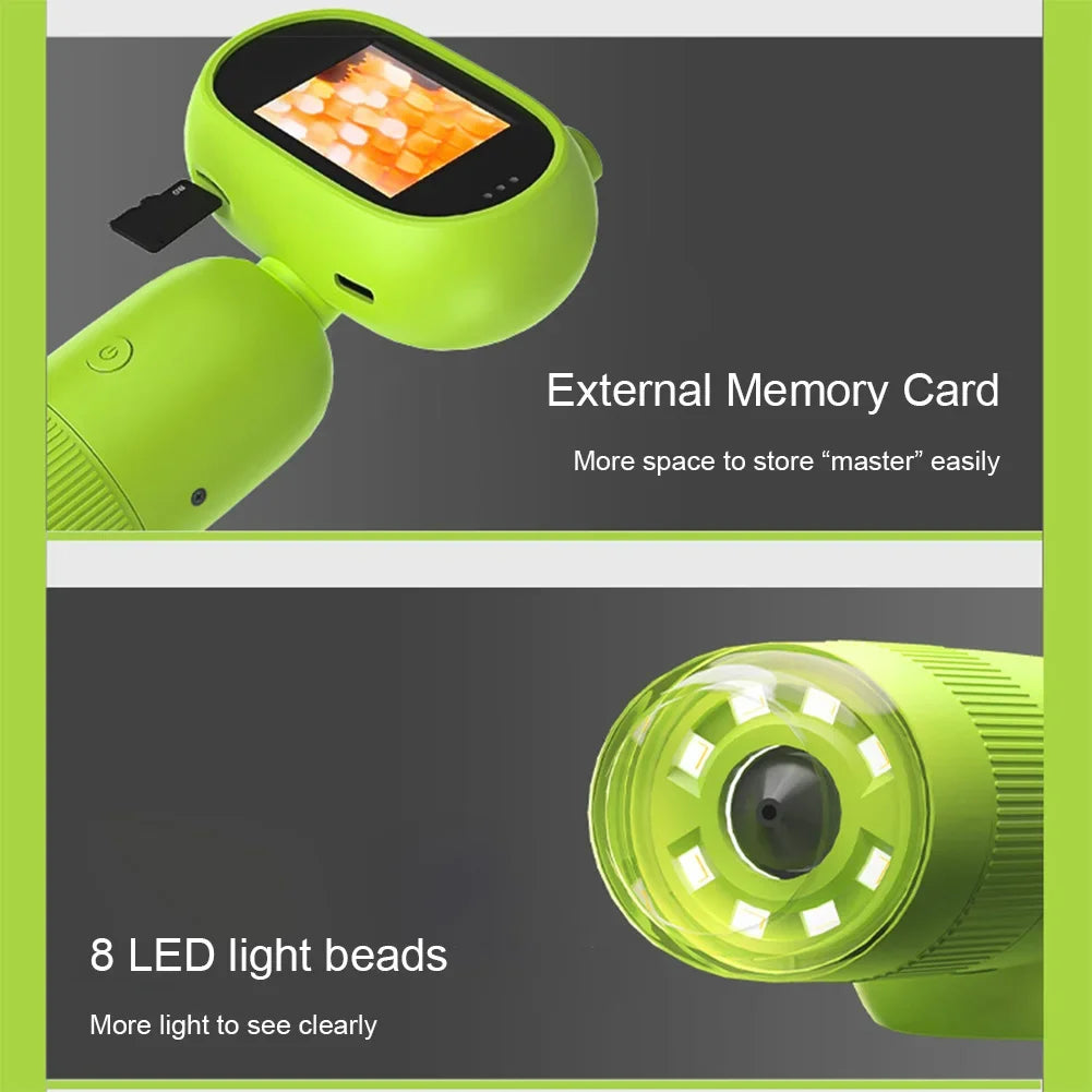 1000x Kinder mikroskop elektronische Lupe Kamera 200 Megapixel pädagogische Wissenschaft Spielzeug mit 8 LED-Licht Foto Video-Funktion