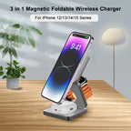 Kabelloses Ladegerät für iPhone 3 in 1 faltbare magnetische kabellose Ladestation für iPhone 15 14 13 12 Pro Max Ladestation